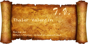 Thaler Valentin névjegykártya